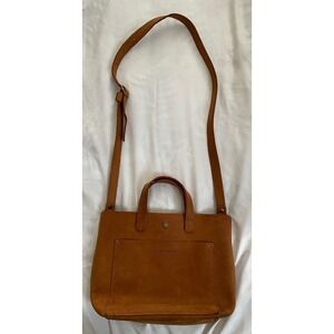 Portland Leather Goods Mini Crossbody Tote Tan Leather Handbag Rustic Boho Uni